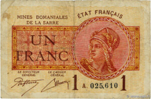 1 franc Mines domaniales de la Sarre type 1920