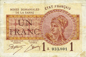 1 franc Mines domaniales de la Sarre type 1920