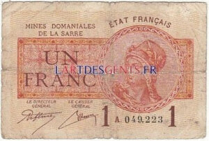 1 franc Mines domaniales de la Sarre type 1920