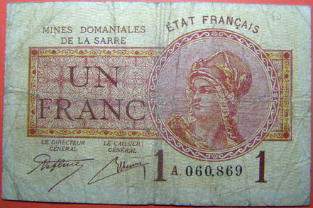 1 franc Mines domaniales de la Sarre type 1920