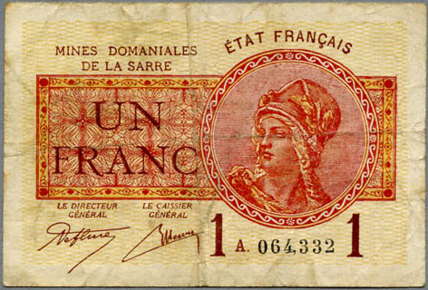 1 franc Mines domaniales de la Sarre type 1920