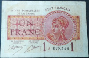 1 franc Mines domaniales de la Sarre type 1920