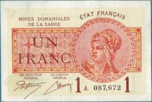 1 franc Mines domaniales de la Sarre type 1920