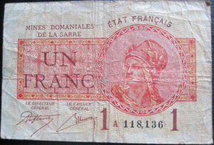 1 franc Mines domaniales de la Sarre type 1920