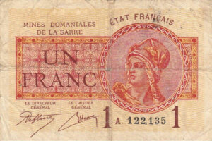 1 franc Mines domaniales de la Sarre type 1920