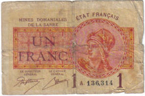 1 franc Mines domaniales de la Sarre type 1920