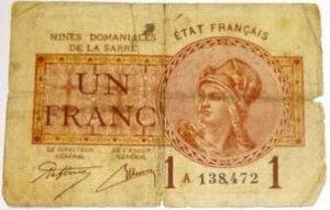 1 franc Mines domaniales de la Sarre type 1920