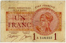 1 franc Mines domaniales de la Sarre type 1920