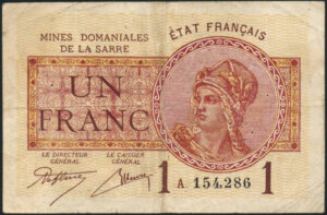 1 franc Mines domaniales de la Sarre type 1920