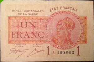 1 franc Mines domaniales de la Sarre type 1920