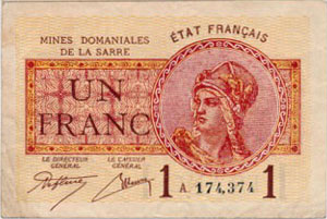 1 franc Mines domaniales de la Sarre type 1920