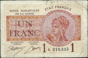 1 franc Mines domaniales de la Sarre type 1920