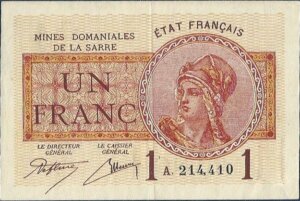 1 franc Mines domaniales de la Sarre type 1920