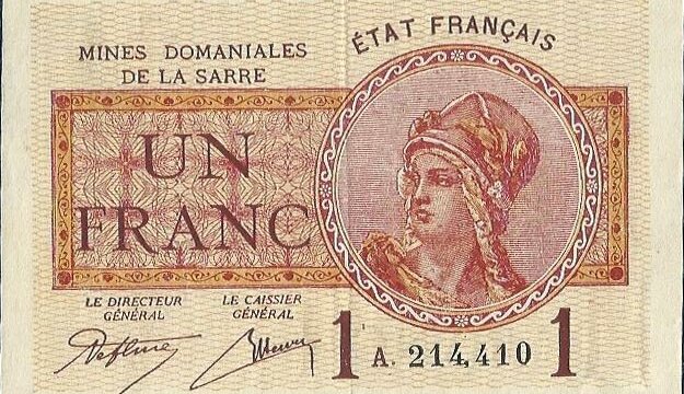 1 franc Mines domaniales de la Sarre type 1920