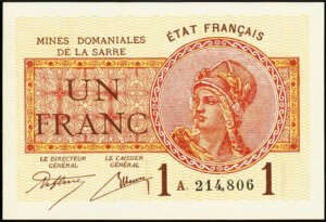 1 franc Mines domaniales de la Sarre type 1920