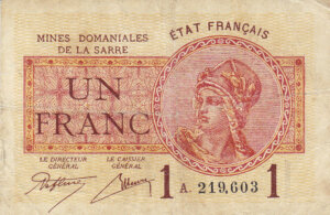 1 franc Mines domaniales de la Sarre type 1920