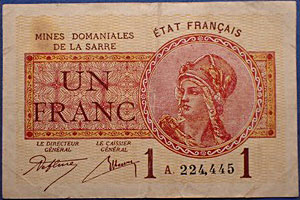 1 franc Mines domaniales de la Sarre type 1920