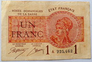 1 franc Mines domaniales de la Sarre type 1920