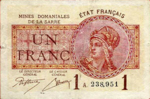 1 franc Mines domaniales de la Sarre type 1920