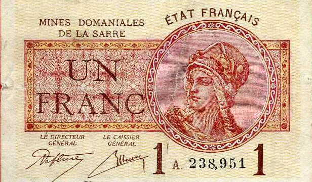 1 franc Mines domaniales de la Sarre type 1920