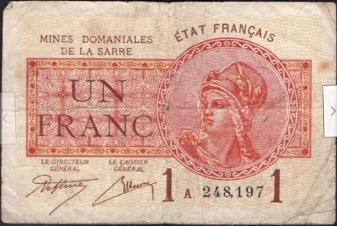 1 franc Mines domaniales de la Sarre type 1920