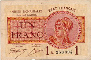 1 franc Mines domaniales de la Sarre type 1920