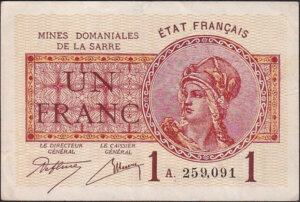 1 franc Mines domaniales de la Sarre type 1920