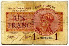 1 franc Mines domaniales de la Sarre type 1920