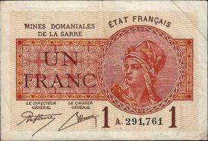 1 franc Mines domaniales de la Sarre type 1920