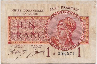 1 franc Mines domaniales de la Sarre type 1920