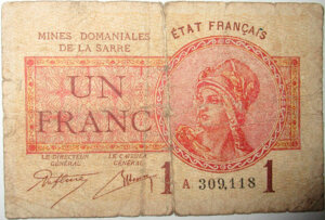 1 franc Mines domaniales de la Sarre type 1920