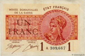 1 franc Mines domaniales de la Sarre type 1920