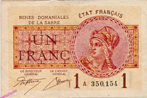 1 franc Mines domaniales de la Sarre type 1920