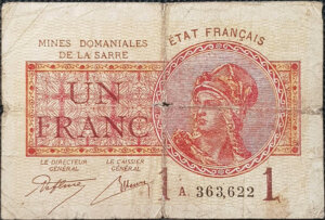 1 franc Mines domaniales de la Sarre type 1920