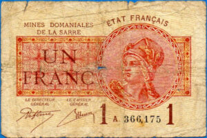 1 franc Mines domaniales de la Sarre type 1920