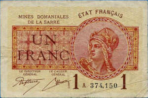 1 franc Mines domaniales de la Sarre type 1920