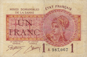 1 franc Mines domaniales de la Sarre type 1920