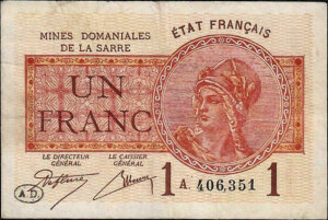 1 franc Mines domaniales de la Sarre type 1920