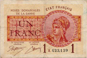 1 franc Mines domaniales de la Sarre type 1920