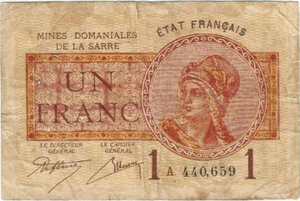 1 franc Mines domaniales de la Sarre type 1920