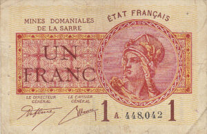 1 franc Mines domaniales de la Sarre type 1920