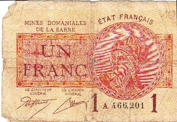 1 franc Mines domaniales de la Sarre type 1920