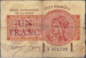 1 franc Mines domaniales de la Sarre type 1920