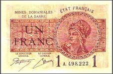 1 franc Mines domaniales de la Sarre type 1920