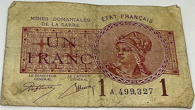 1 franc Mines domaniales de la Sarre type 1920