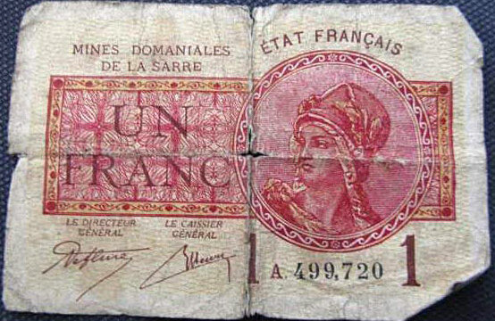 1 franc Mines domaniales de la Sarre type 1920