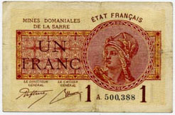 1 franc Mines domaniales de la Sarre type 1920