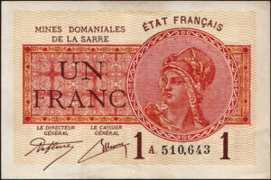 1 franc Mines domaniales de la Sarre type 1920