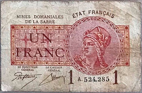 1 franc Mines domaniales de la Sarre type 1920