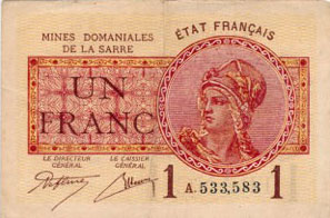 1 franc Mines domaniales de la Sarre type 1920